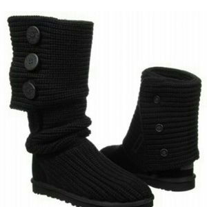 Black knit UGG boots